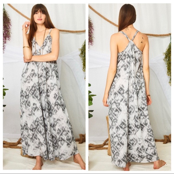 Tie dye Fabulous Tie Shoulder wide leg jumpsuit - Picture 2 of 4